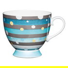 KitchenCraft China 400ml Footed Mug, Spot Stripe