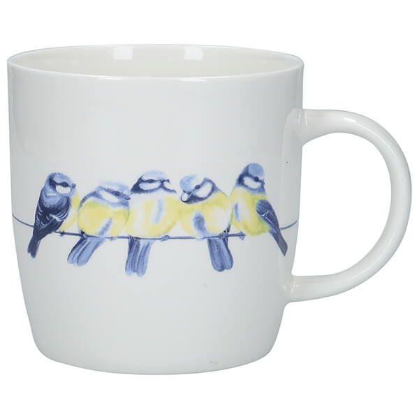 KitchenCraft China 425ml Barrel Shaped Mug, British Birds Line