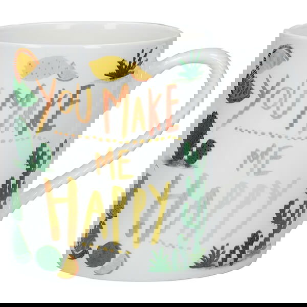 KitchenCraft Fine Bone China 330ml Can Mug, 'You Make Me Happy'