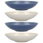 KitchenCraft Blue and Cream Embossed 22cm Stoneware Coupe Bowl Set of 4