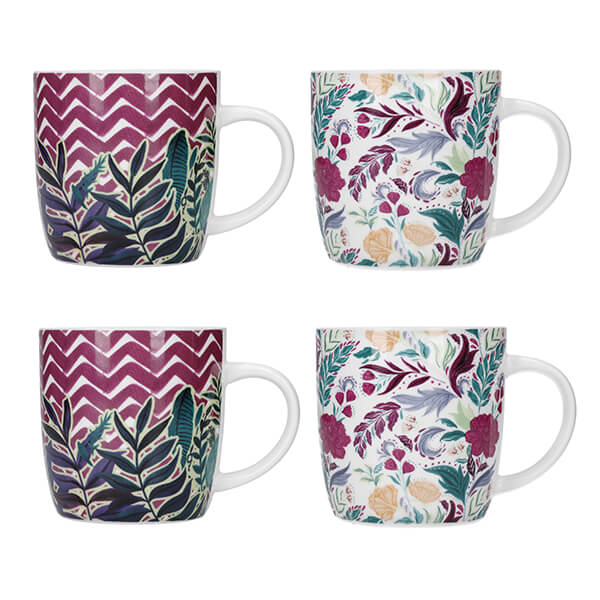Kitchen Craft Barrel Mug Set Of 4 Exotic Floral