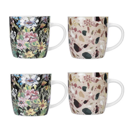 Kitchen Craft Barrel Mug Set Of 4 Terrazzo Floral