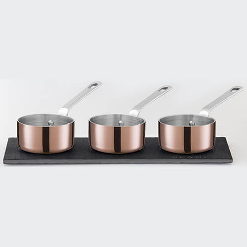 Scanpan Maitre D` Copper Mini Sauce Pot Set with Slate Board