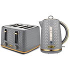 Tower Empire Kettle and 4 Slot Toaster Set Grey