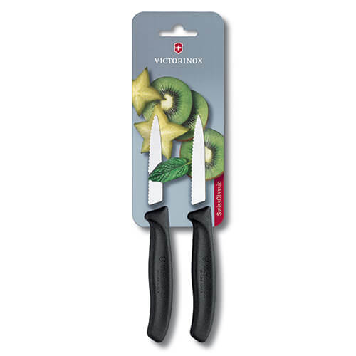Victorinox Swiss Classic Black Serrated Paring Knife Twin Pack