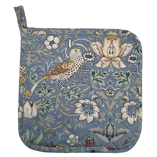 William Morris Strawberry Thief Blue Potholder Quilt