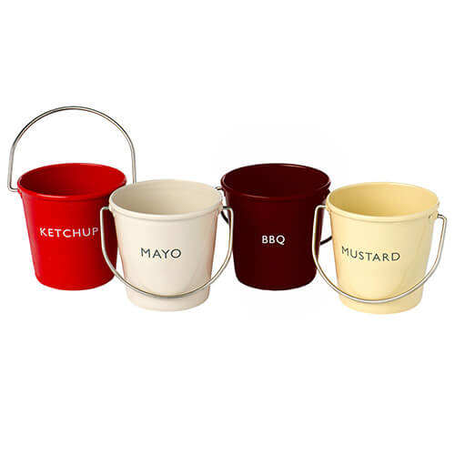 Eddingtons Ranch Ketchup, Mayo, BBQ, Mustard Buckets Set Of 4