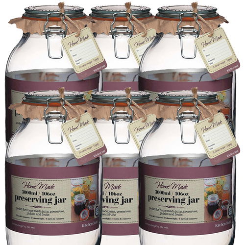 Home Made Glass 3 Litre Preserving Jar Set Of 6