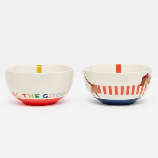 Joules Brightside Dachshund Set Of 2 Cereal Bowls