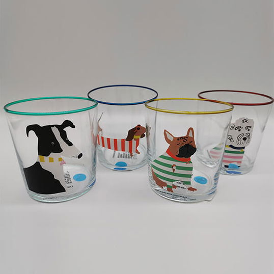 Joules Brightside Dog Set Of 4 Glass Tumblers