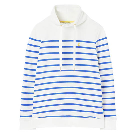 Joules Cream Blue Stripe Kinsley Cosy Funnel Neck Sweat