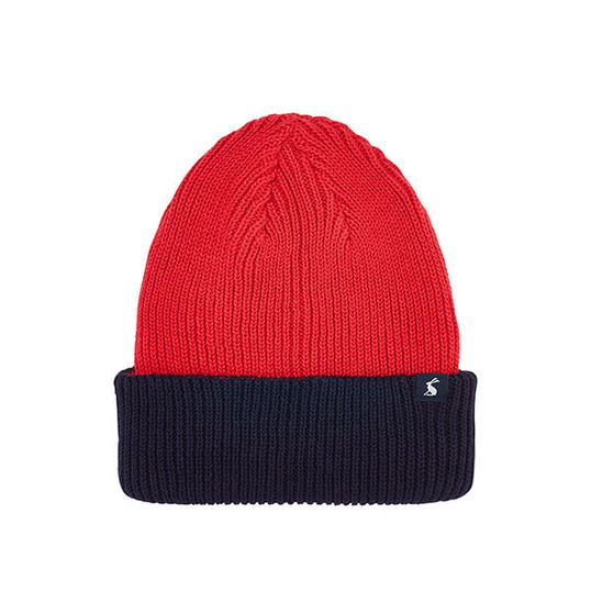 Joules Red Hedley Reversible Knitted Beanie Hat