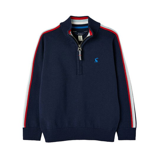 Joules French Navy Ackwell Quarter Zip Funnel Neck Jumper