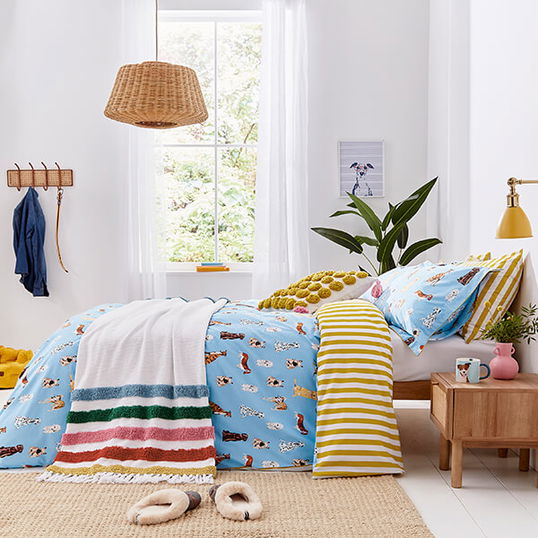 Joules Painterly Dogs Duvet Cover Set Single Multi