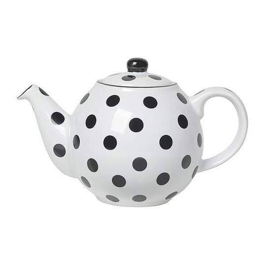 London Pottery Globe 2 Cup Teapot White With Black Spots