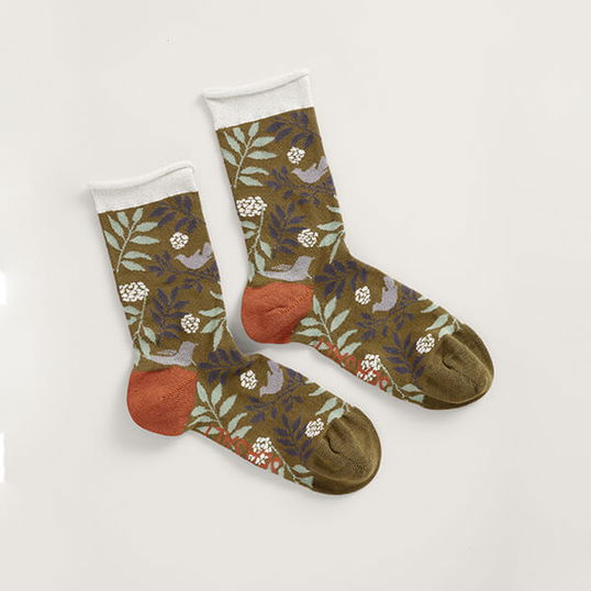Seasalt Snowy Scenes Socks Rosefinch Retreat Hosta Size 3-8