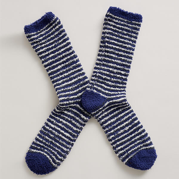 Seasalt Men's Short Fluffies Socks Ladder Marine Size 8-12