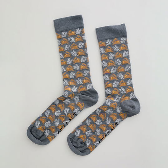 Seasalt Mens Bamboo Arty Socks Tidal Edge Nickel Size 8-12
