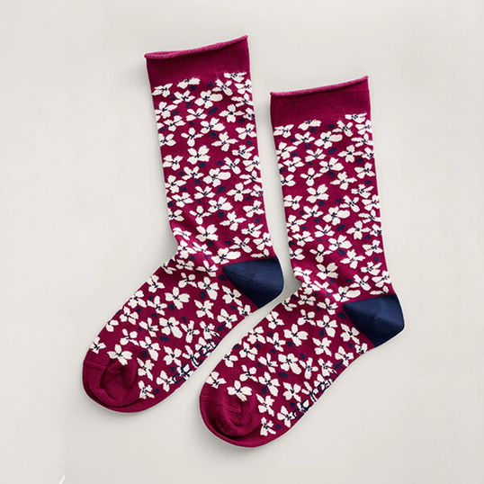 Seasalt Womens Bamboo Arty Socks Ditsy Daisy Cordial Size 4-7