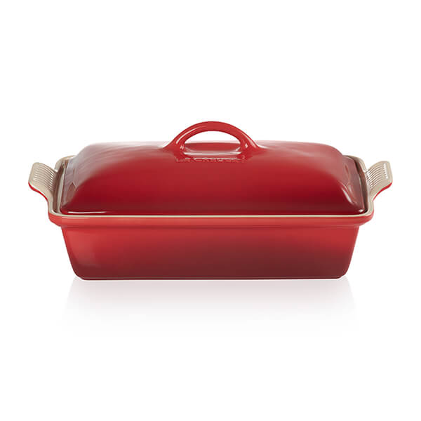 Le Creuset Cerise Stoneware 33cm Heritage Rectangular Dish With Lid