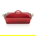 Le Creuset Cerise Stoneware 33cm Heritage Rectangular Dish With Lid