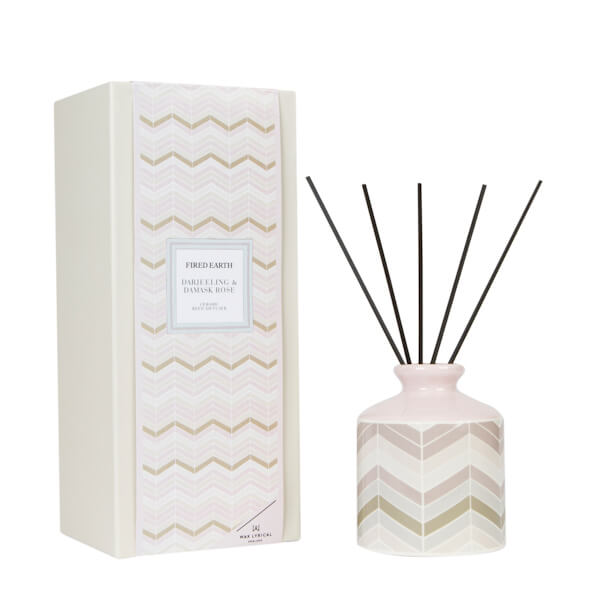 Fired Earth by Wax Lyrical Reed Diffuser Large Ceramic Darjeeling & Damask Rose