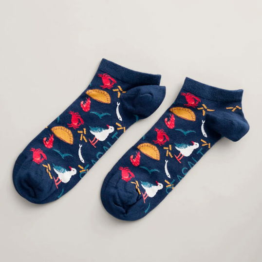 Seasalt Mens Sailor Trainer Socks Pasty Thief Maritime Size 8-12