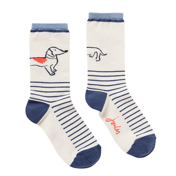 Joules Blue Stripe Excellent Everdays Eco Vero Socks Size 4-8