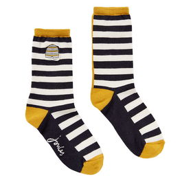 Joules Navy Bee Stripe Excellent Everdays Eco Vero Socks Size 4-8