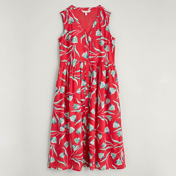 Seasalt Shale Way Dress Painted Tulips Tomato