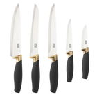 Taylor`s Eye Witness Brooklyn Brass 5 Piece Knife Set With Knife Sharpener