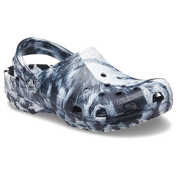 Crocs Mens Classic Marble Clog Black and White
