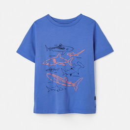 Joules Kids Blue Sharks Ben Short Sleeve T-Shirt