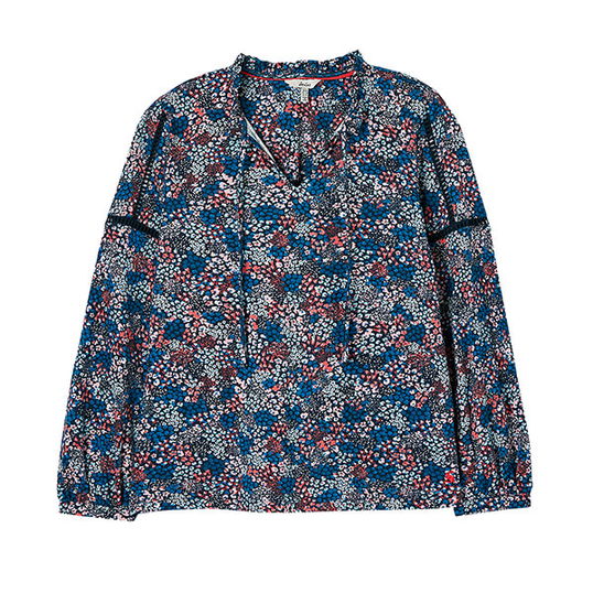 Joules Navy Ditsy Frances Cut Detail Blouse Size 10