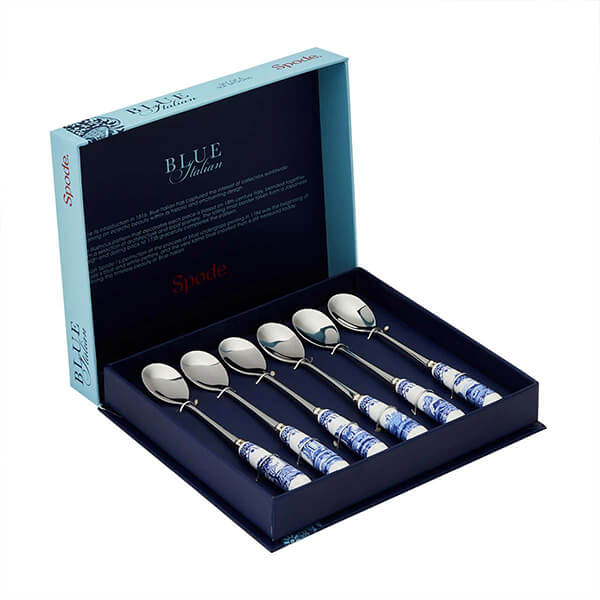 Spode Blue Italian Set of 6 Teaspoons
