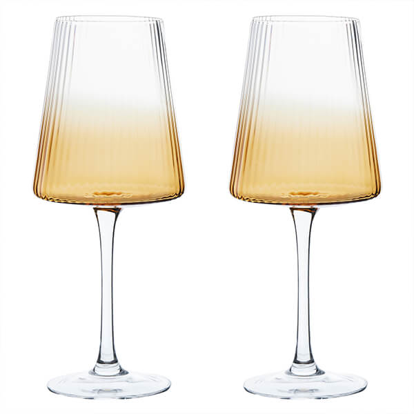 Anton Studios Empire Set of 2 Wine Glasses Amber