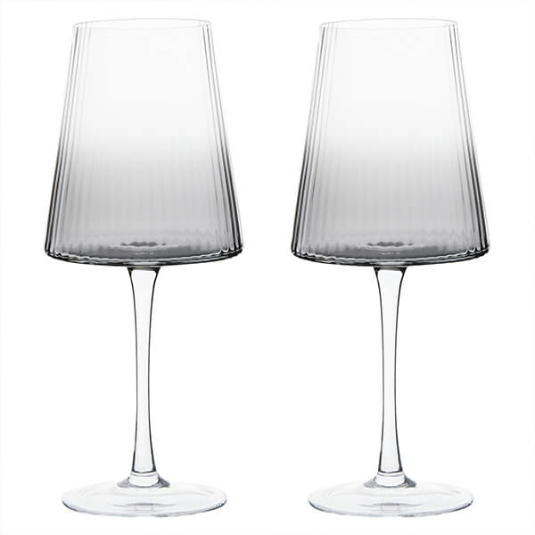 Anton Studios Empire Set of 2 Wine Glasses Smoke