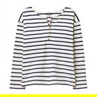 Joules Creme Navy Stripe Olive Long Sleeve Henley Top Size 10