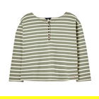 Joules Creme Green Stripe Olive Long Sleeve Henley Top Size 8