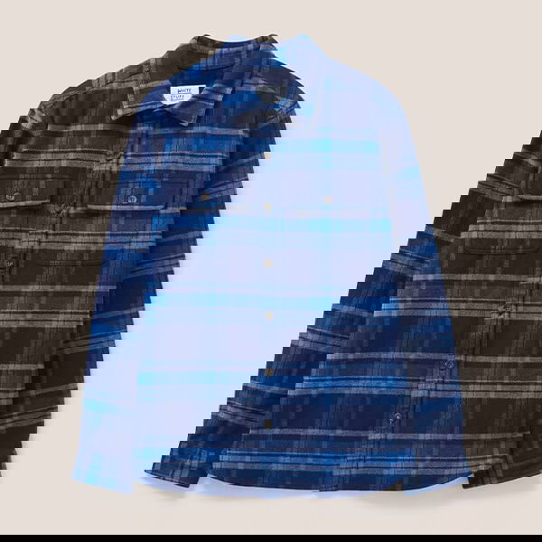 White Stuff Mens Darwin Check Woven Overshirt Dark Navy