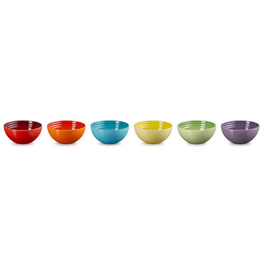 Le Creuset Stoneware Set of 6 Rainbow Snack Bowls 330ml