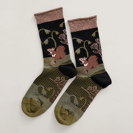 Seasalt Snowy Scenes Socks Woodland Wonder Nori