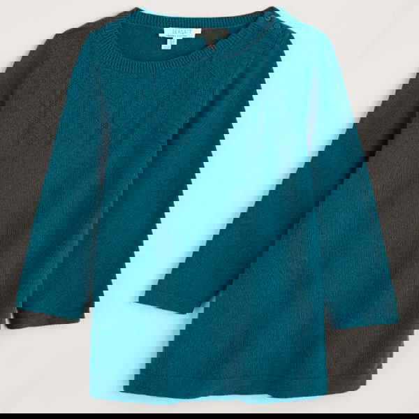 Seasalt Woodsmoke Cotton Jumper Mid Teal Size 10
