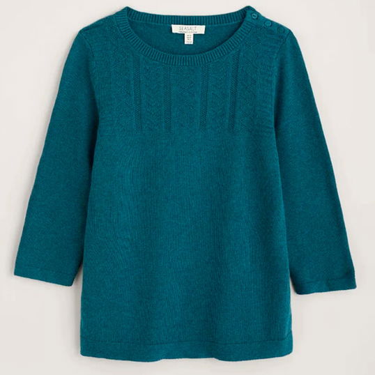Seasalt Woodsmoke Cotton Jumper Mid Teal Size 10