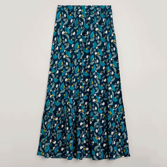 Seasalt Guiding Light Maxi Skirt Inky Brocade Maritime Size 12