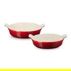 Le Creuset Cerise Stoneware Heritage Set of 2 Deep Round Dishes