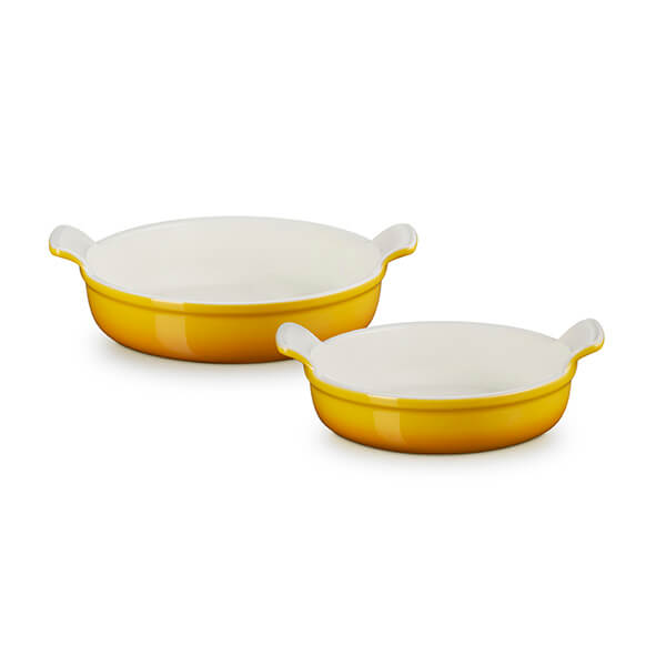 Le Creuset Nectar Stoneware Heritage Set of 2 Deep Round Dishes