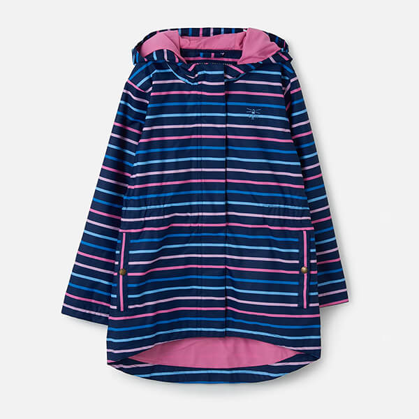Lighthouse Girls Charlotte Coat Blue Pink Stripe Size 6-7y