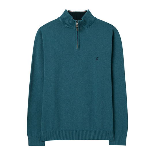Joules Blue Marl Hillside Seasonal Quarter Zip Funnel Neck Jumper Size XL