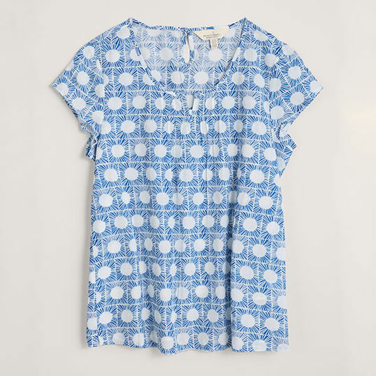 Seasalt Garden Gate Top II Raffia Dots Chalk Size 8